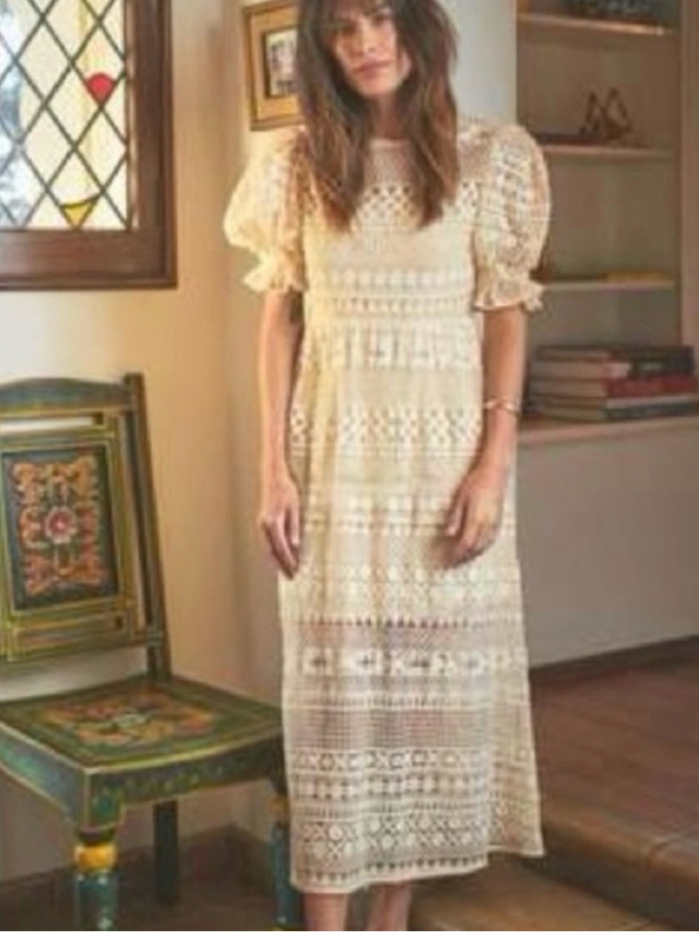 The Odell’s Bohemian Lace Maxi Dress in Cream